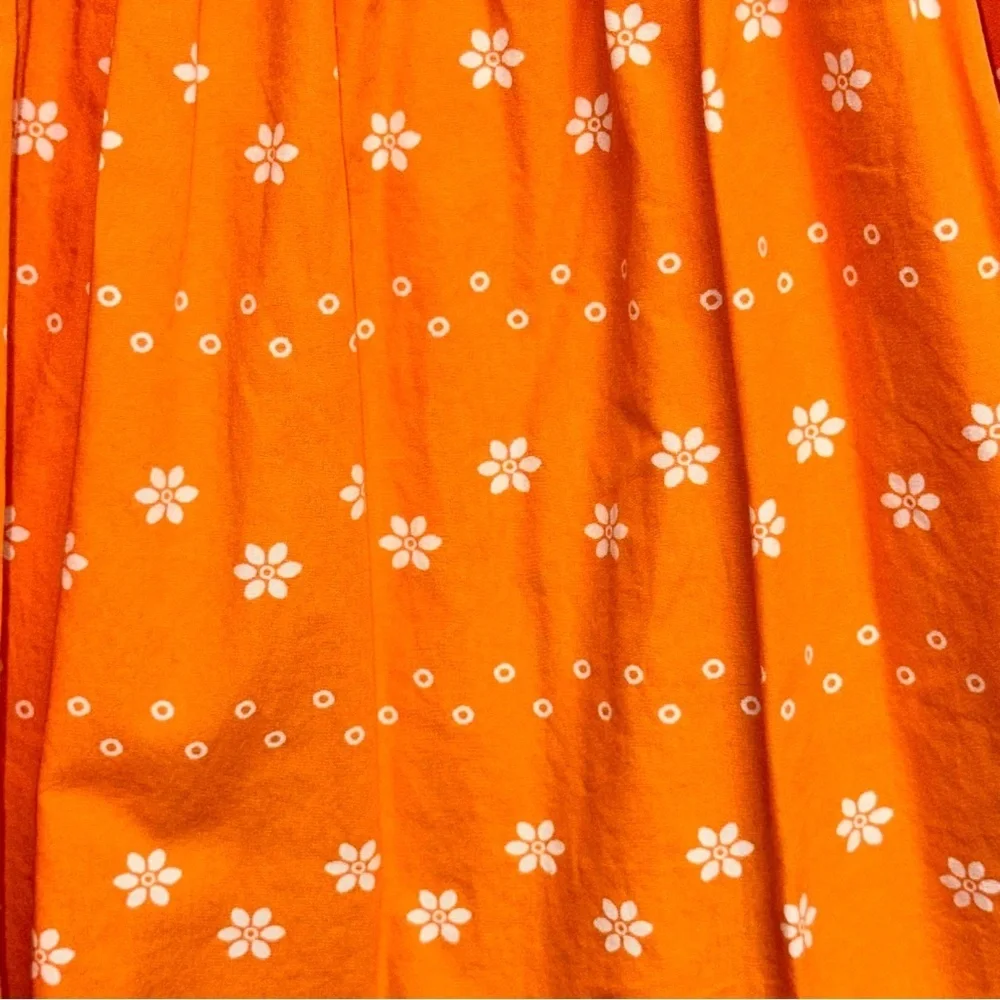 Gymboree Toddler Size 2T Orange Floral Dress Cotton Sleeveless Bows